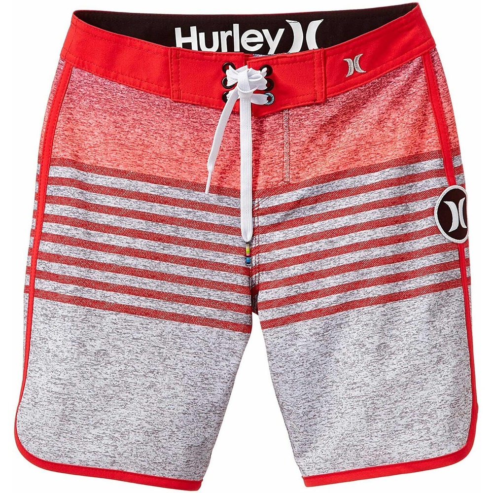Hurley Red and Gray Boys' Swim Trunks